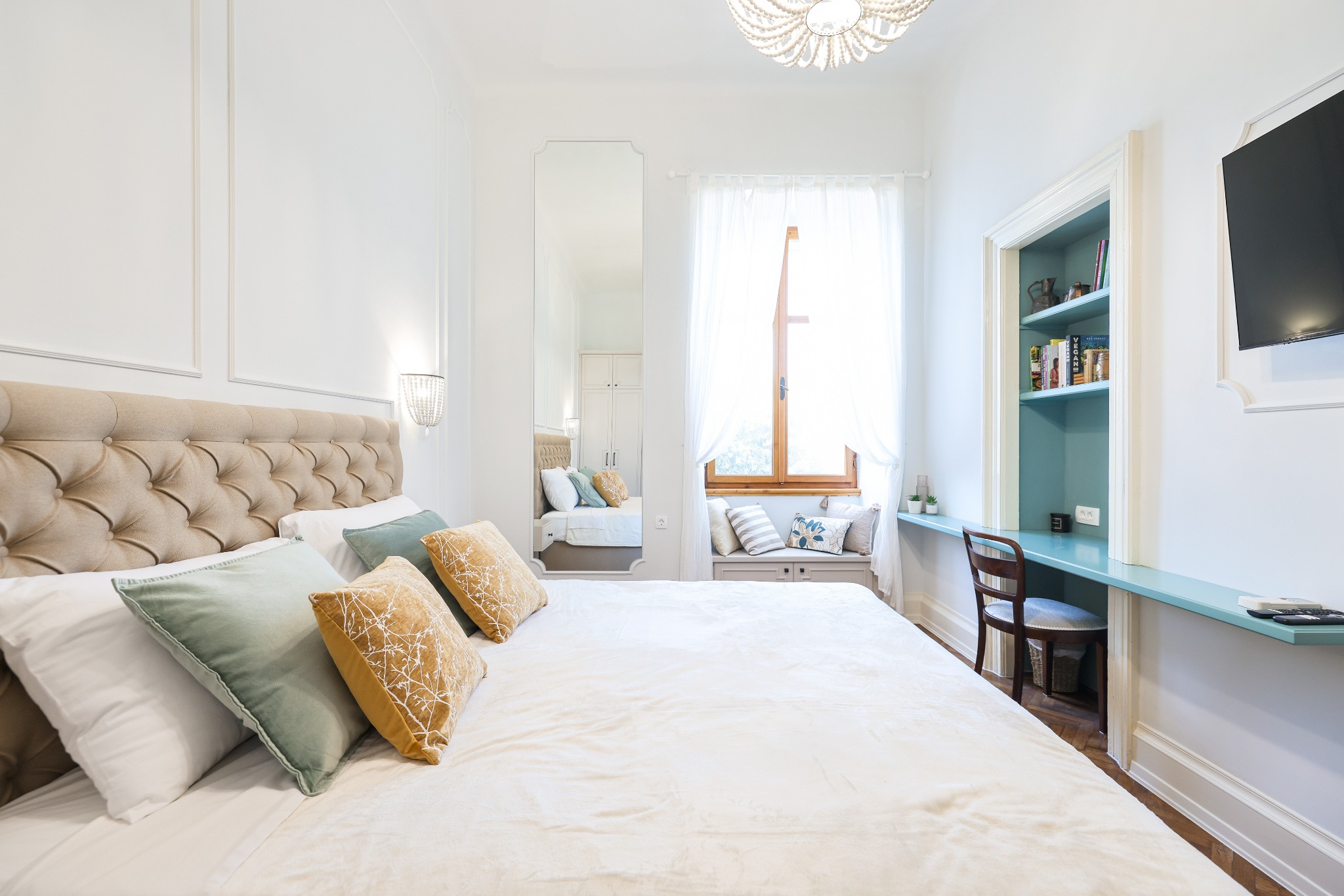 Elegant bedroom at Historic Luxe