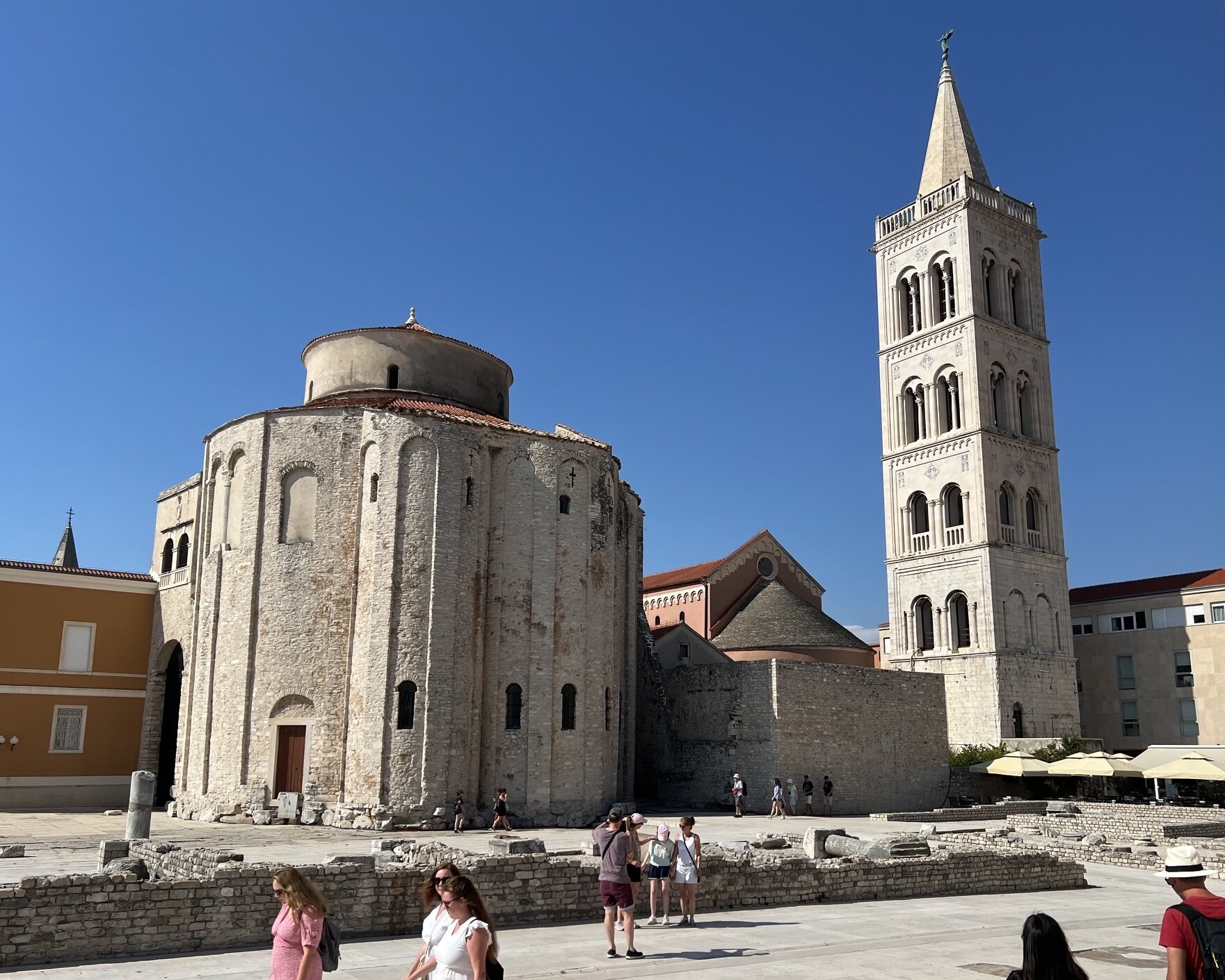 Church of St Donatus and cathedral bell tower in Zadar
